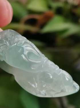 A货翡翠冰种生肖兔挂件吊坠