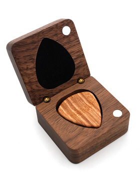 木吉他拨片木盒套装个性化胡桃木礼盒礼物 雕刻个性欧美礼品ETSY