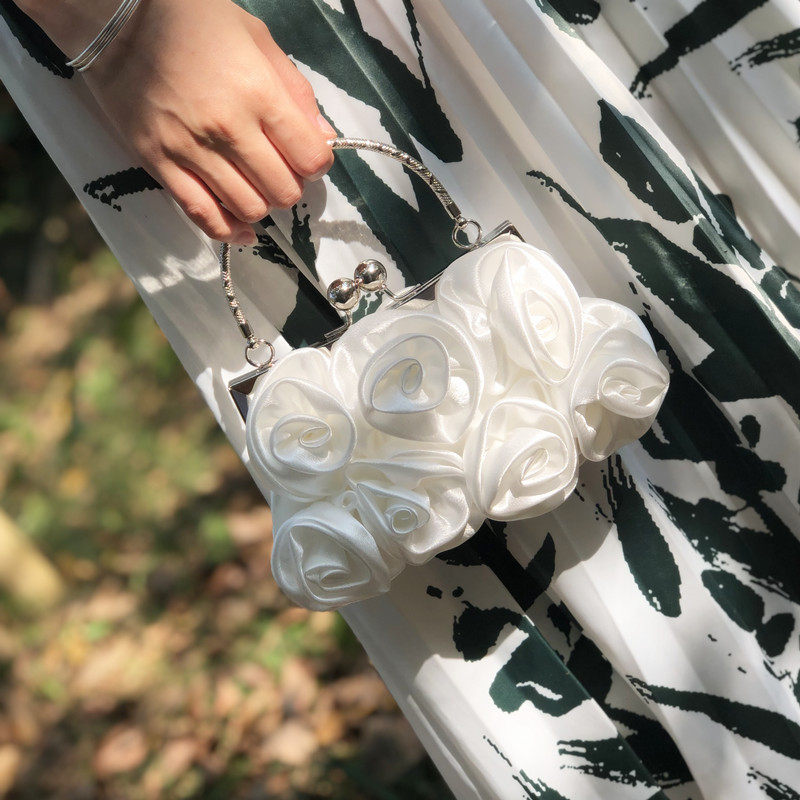 结婚包包新娘包女玫瑰花包晚宴包名媛甜美淑女手挽礼服手包宴会包