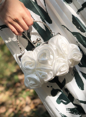 结婚包包新娘包女玫瑰花包晚宴包名媛甜美淑女手挽礼服手包宴会包