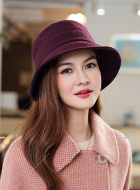正品布塔帽子女2026春秋羊毛渔夫帽大檐保暖呢帽日系百搭羊毛盆帽