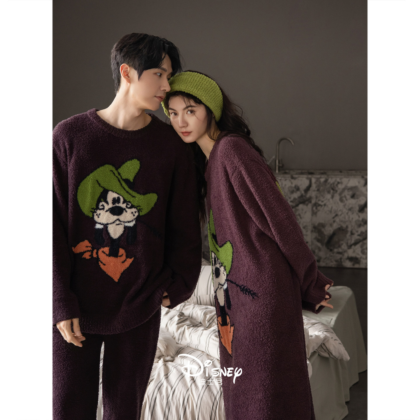 迪士尼情侣睡衣女秋冬季保暖半边绒长袖睡裙时尚慵懒男大码家居服,女士内衣/男士内衣/家居服,睡衣/家居服套装,淘宝优惠券,粉丝福利购,淘宝优惠卷