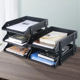 创意皮质桌面文件夹收纳盒A4纸杂志架办公用品多层资料文件置物架