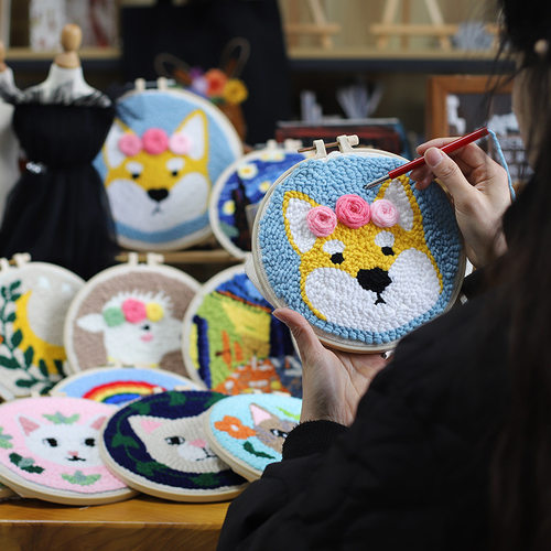 原创 戳戳绣新款手工DIY刺绣动物刺绣材料包初学入门diy材料包