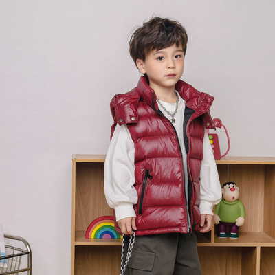 儿童羽绒马甲脱卸帽秋冬外穿背心