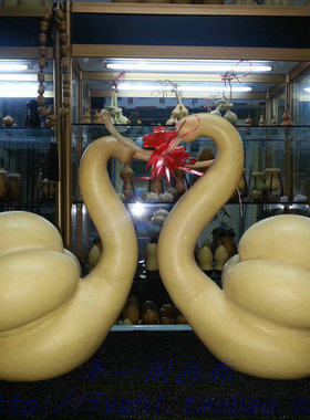 丰一阁文玩精品天然手把件异形勒扎打结天鹅迎福招财摆件葫芦一对