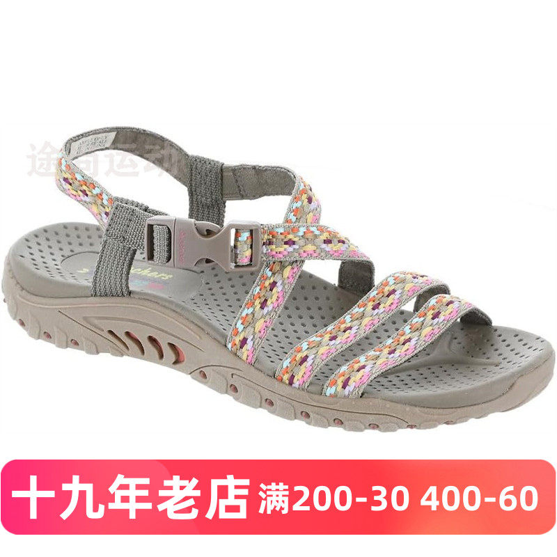 斯凯奇女夏波西米亚编织休闲凉鞋