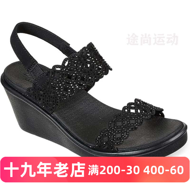 斯凯奇女凉鞋厚底坡跟增高时尚