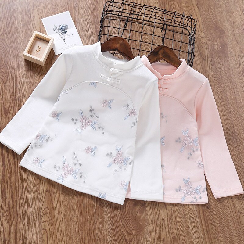 童装女童打底衫春秋国风新款儿童纯棉公主上衣民族风长袖百搭T恤