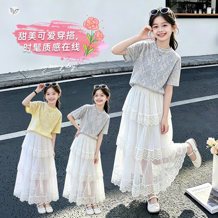 女童裙子夏2026新款女童独特漂亮夏装儿童仙气飘飘套装裙两件套