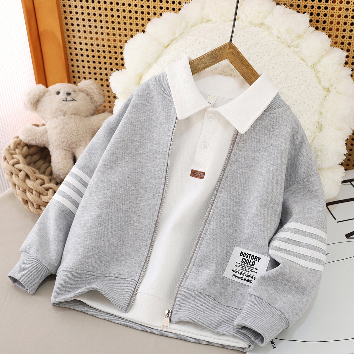 童装儿童外套春秋季男童棒球服女童春装夹克衫上衣青少年运动服