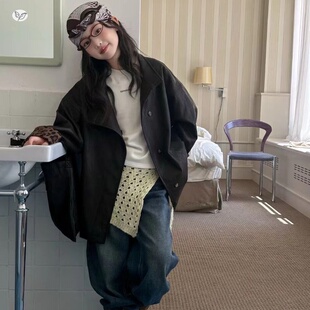 口夹克衫 豹纹袖 中大童潮酷风衣外套外穿 2026年新品 女童皮衣春秋款