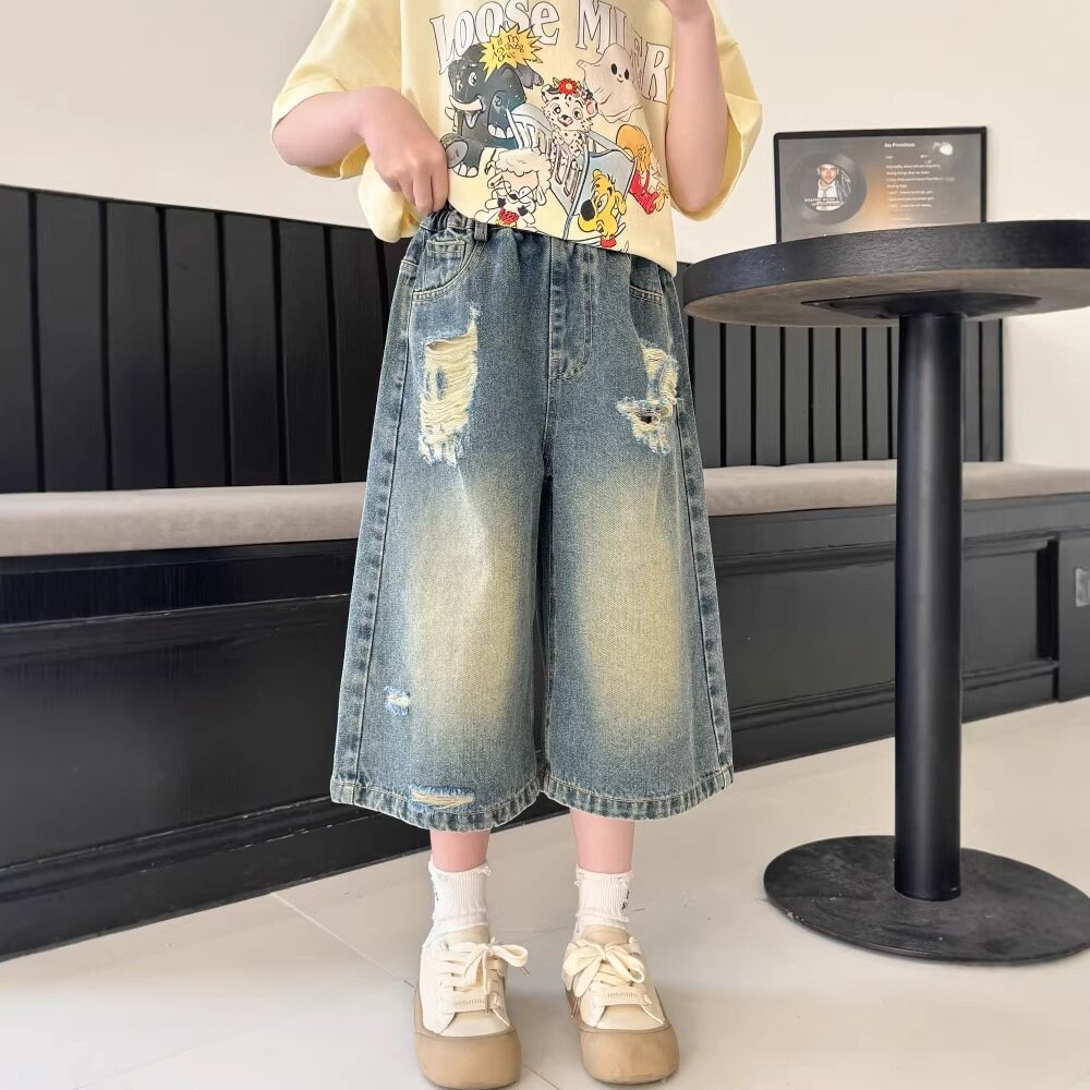 女童牛仔中裤2026新款夏季薄款五分裤中大童夏装短裤儿童外穿夏天