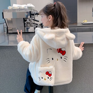 女童外套加厚冬装2025新款儿童装羊羔绒加绒上衣女孩超好看毛毛衣