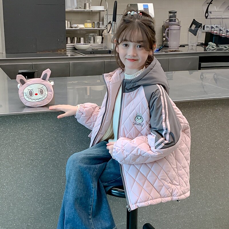 女童夹棉外套秋冬款2025新款儿童洋气超好看棉衣中大童加厚棉服袄