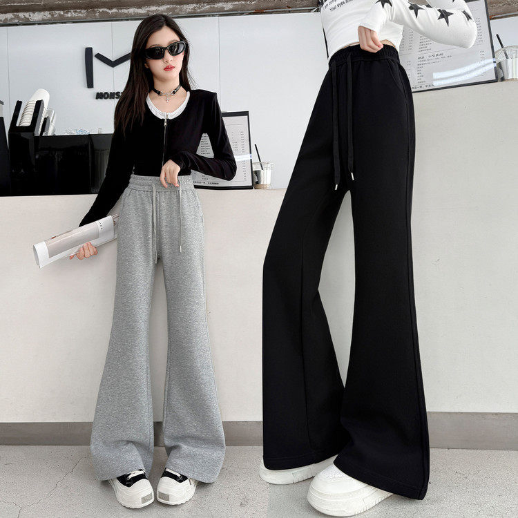 女童黑色微喇喇叭裤2026年新款女大童修身运动卫裤春秋儿童马蹄裤