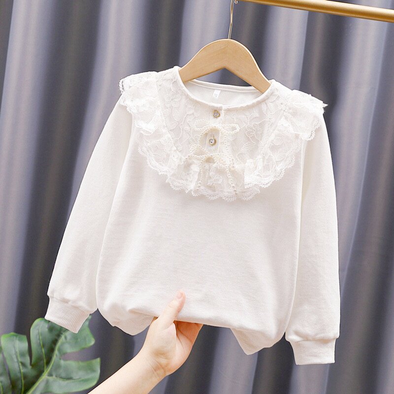 女童卫衣春秋洋气长袖小衫外套儿童秋季纯棉宝宝白色上衣中大童