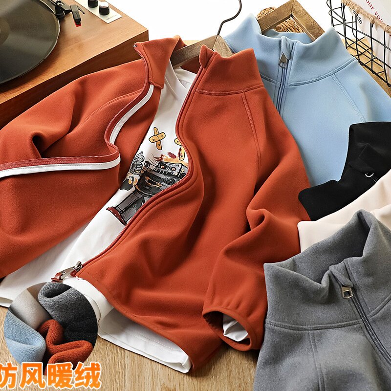男童冬季外套中大童加绒拉链衫上衣童装休闲夹克加厚中大童服装