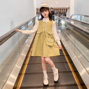 女童连衣裙套装2025春季新款儿童洋气韩版裙子女中大童春秋两件套
