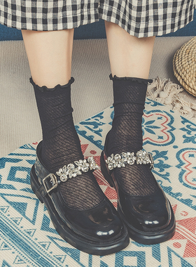 春夏纯棉花边中筒袜子日系洛丽塔JK制服堆堆袜女薄玛丽珍鞋韩短袜