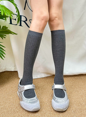 灰色小腿袜女春秋小众学院风jk堆堆袜高筒甜美小腿袜日系少女袜子