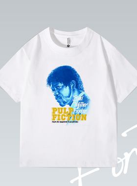 Fortee 低俗小说 电影 美式街头落肩潮流印花重磅T恤男女宽松短袖