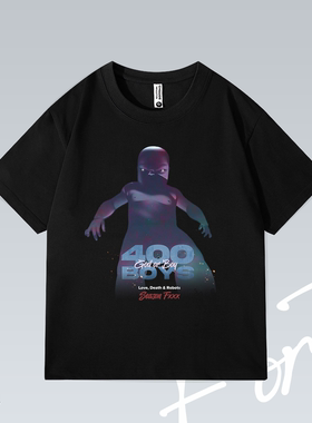 爱死机400BOYS奈飞动漫美式落肩个性潮流印花重磅T恤男女宽松短袖