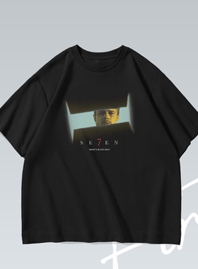 七宗罪Se7en电影美式做旧潮牌纯棉重磅落肩宽松短袖T恤男女情侣