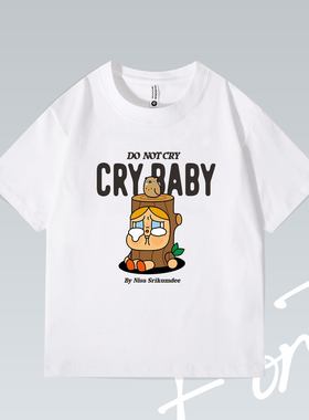 Fortee 哭娃 crybaby 潮玩街头复古潮流印花重磅T恤男女宽松短袖
