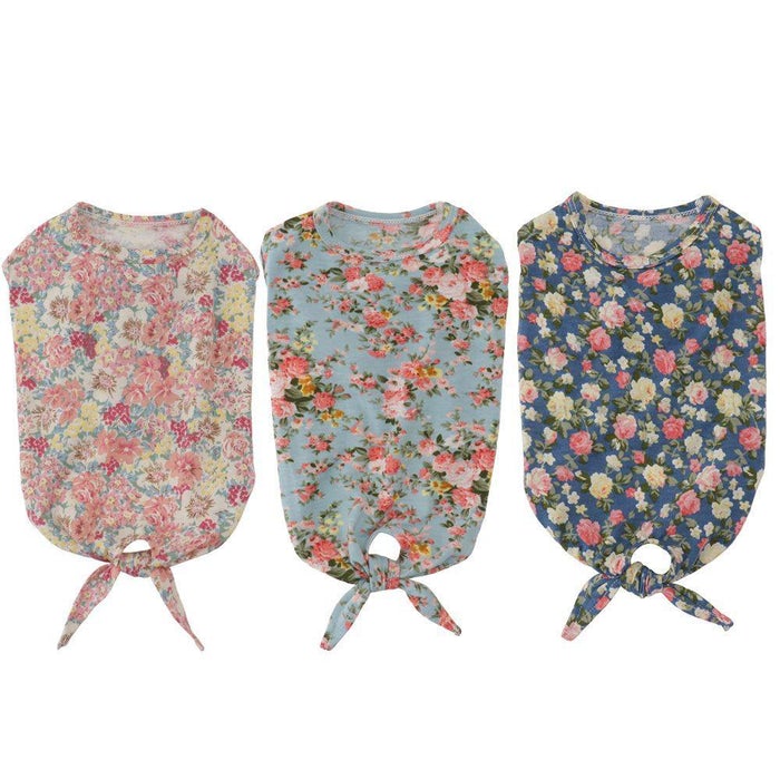 日单  花柄ウェア 夏季风小T恤 复古又可爱  狗狗宠物衣服