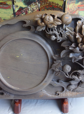 手工雕文房四宝 梅花坑“鸟语花香”端砚台 34.5cmx22cmx10cm