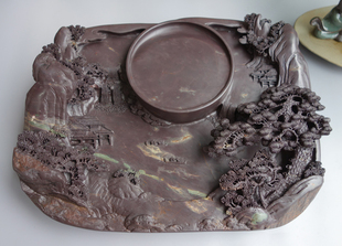 梁焕明手工雕作品 坑仔岩“明月松间照”端砚台31cmx23.5cmx9.8cm