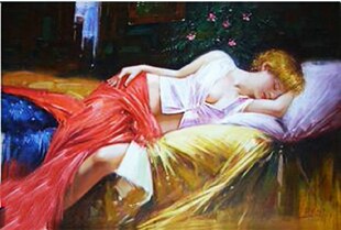 DMC线 精准印花十字绣新款 客厅大画 正品 睡美人 油画人物