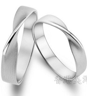 纯银磨砂光面实心刻字情侣对戒