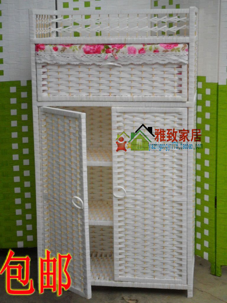 包邮床头柜实木书柜衣柜书橱草编杂物架玩具柜鞋柜宝宝衣柜储物柜