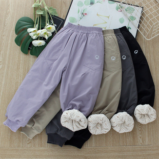 蚕丝羊绒防风一条过冬 男女童夹棉裤 儿童软壳滑雪冲锋裤 加厚保暖裤