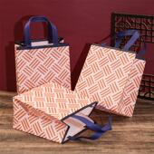 简约礼品袋三条纹覆膜无纺布服装 按扣封口可定制 店手提袋衣服包装