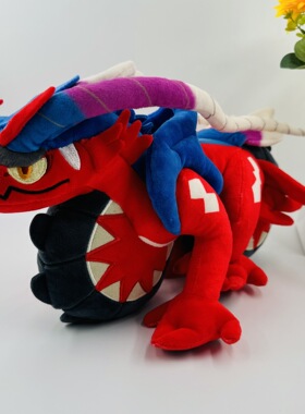 36cm红色神兽故勒顿摩托车态koraidon&miraidon plush毛绒公仔