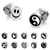 潮女耳钉时尚 钛钢耳钉朋克男士 耳钉激光图案 欧美版 纽扣萌萌款