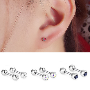 日韩版气质白领上班族钛钢钉杠铃长杆耳钉耳骨钉多用迷你耳钉