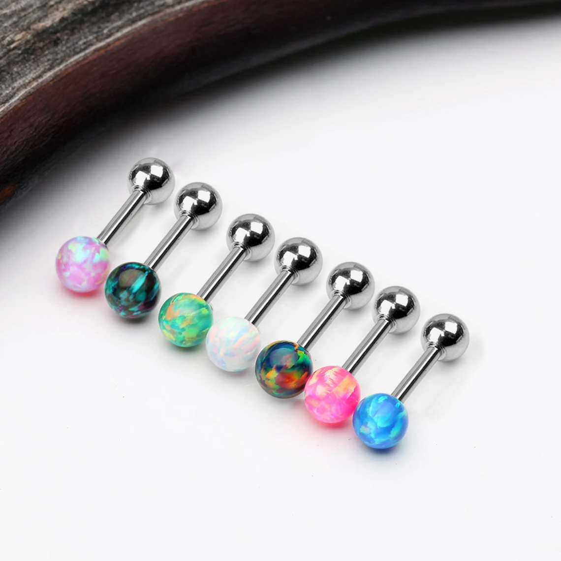 澳宝欧泊石钛钢耳钉耳骨钉