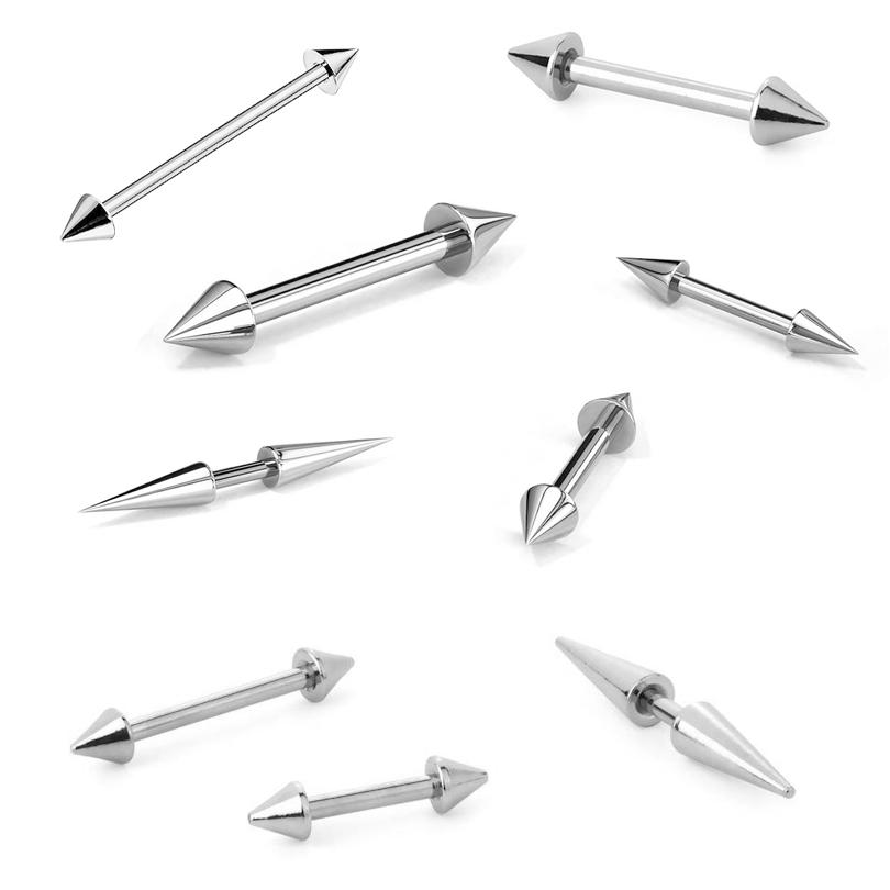 欧美朋克时尚哑铃尖锥钛钢耳钉