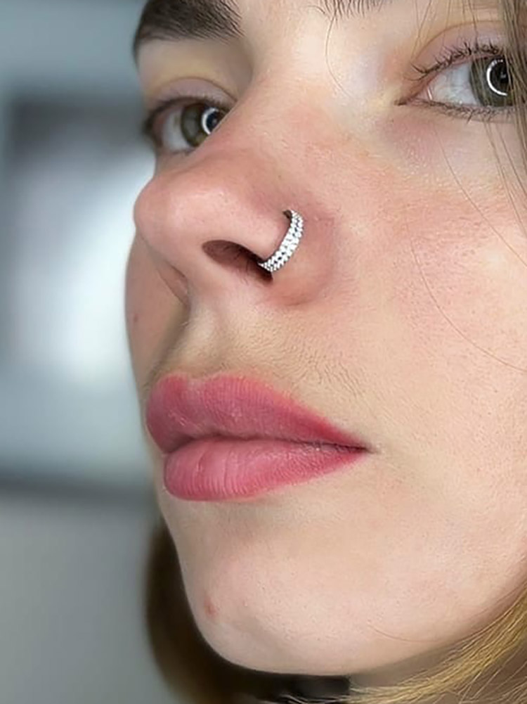钛钢锆石微镶鼻环鼻中隔耳骨环