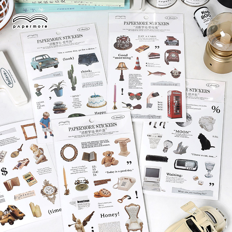 papermore清醒梦境系列手帐英文装饰不干胶贴纸