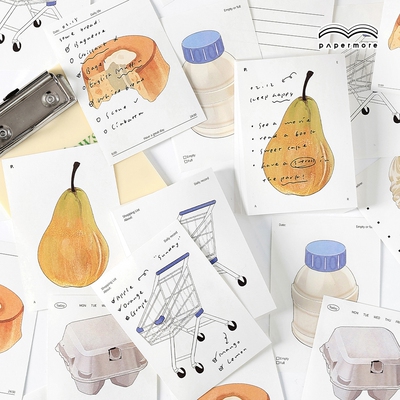 papermore杂货超市系列手帐装饰无粘性记事留言书写便签本80张入