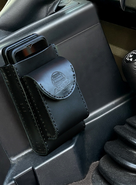 丰田LC71/76/78/79车载手机收纳包头层牛皮材质手工缝制复古设计