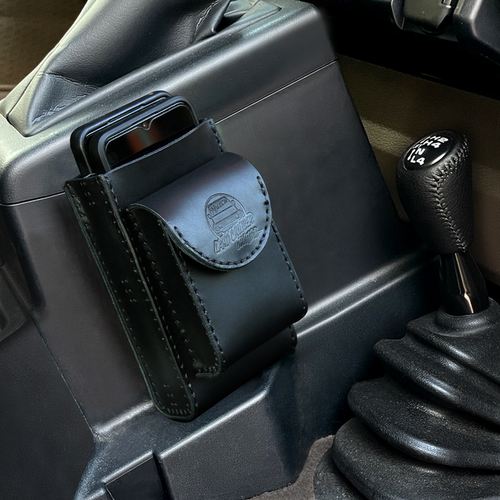 丰田LC71/76/78/79车载手机收纳包头层牛皮材质手工缝制复古设计