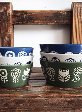 日本制 美浓烧minoru皆川明风格 彩釉平口大碗饭碗汤碗甜品碗