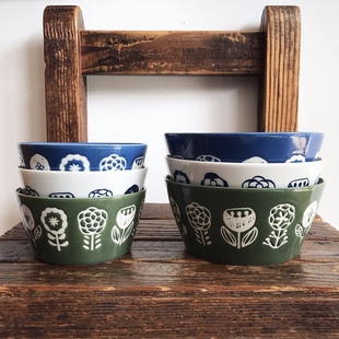 日本制 美浓烧minoru皆川明风格 彩釉平口大碗饭碗汤碗甜品碗