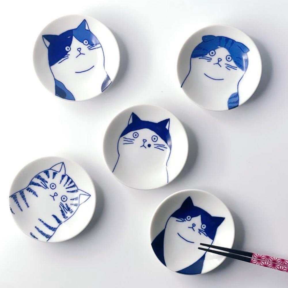 日本进口可爱猫咪酱油碟